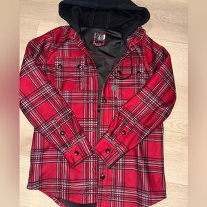 Volcom Black and Red Hooded Shell Jacket